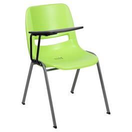Emma + Oliver - Ergonomic Shell Chair with Right Handed Flip-Up Tablet - Tablet Arm Desk - Green
