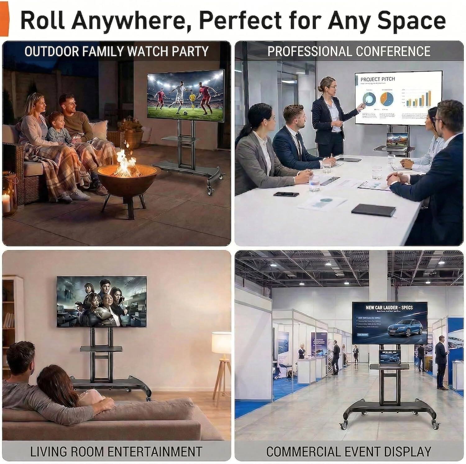 Roll Anywhere, Perfect for Any Space

OUTDOOR FAMILY WATCH PARTY

PROFESSIONAL CONFERENCE

LIVING ROOM ENTERTAINMENT

COMMERCIAL EVENT DISPLAY