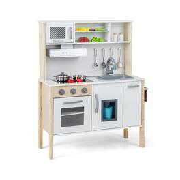 SlickBlue - Toddlers Wooden Kitchen Playset for Pretend Cooking and Creative Play - White