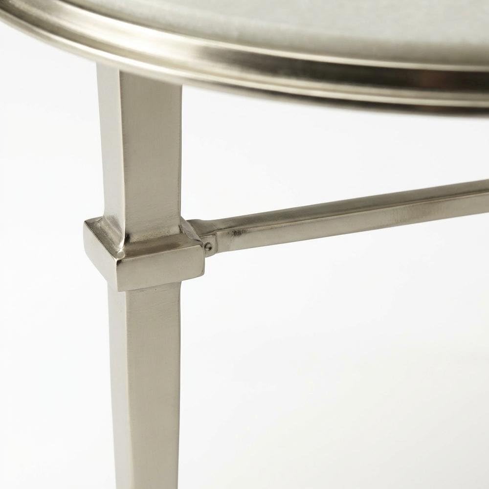 Alt View 3. Starlight Canyon Home - Round Marble Top End Table, Modern Accent Side Table for Living Room Bedroom - Silver.