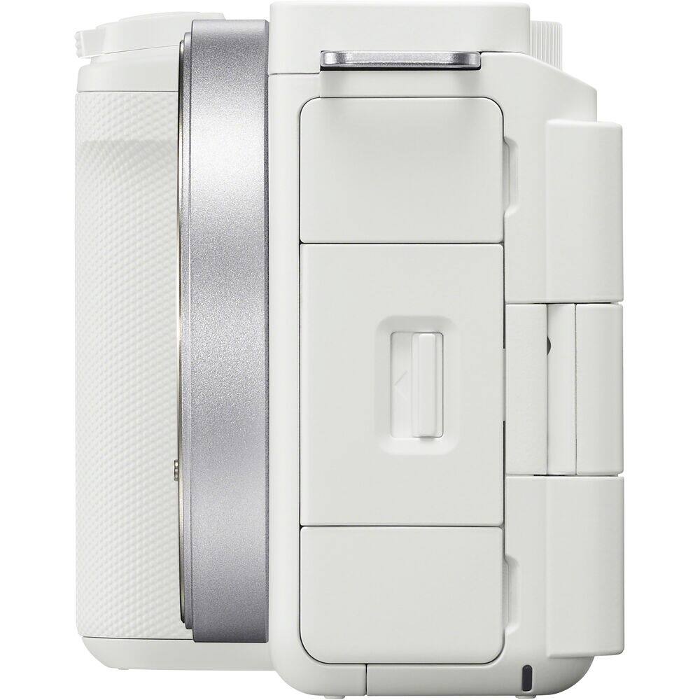Back. Sony - Sony ZV-E10 II Camera Bundle with 16-50mm Lens, Extra Battery, 64GB Card & Strap - White - White.