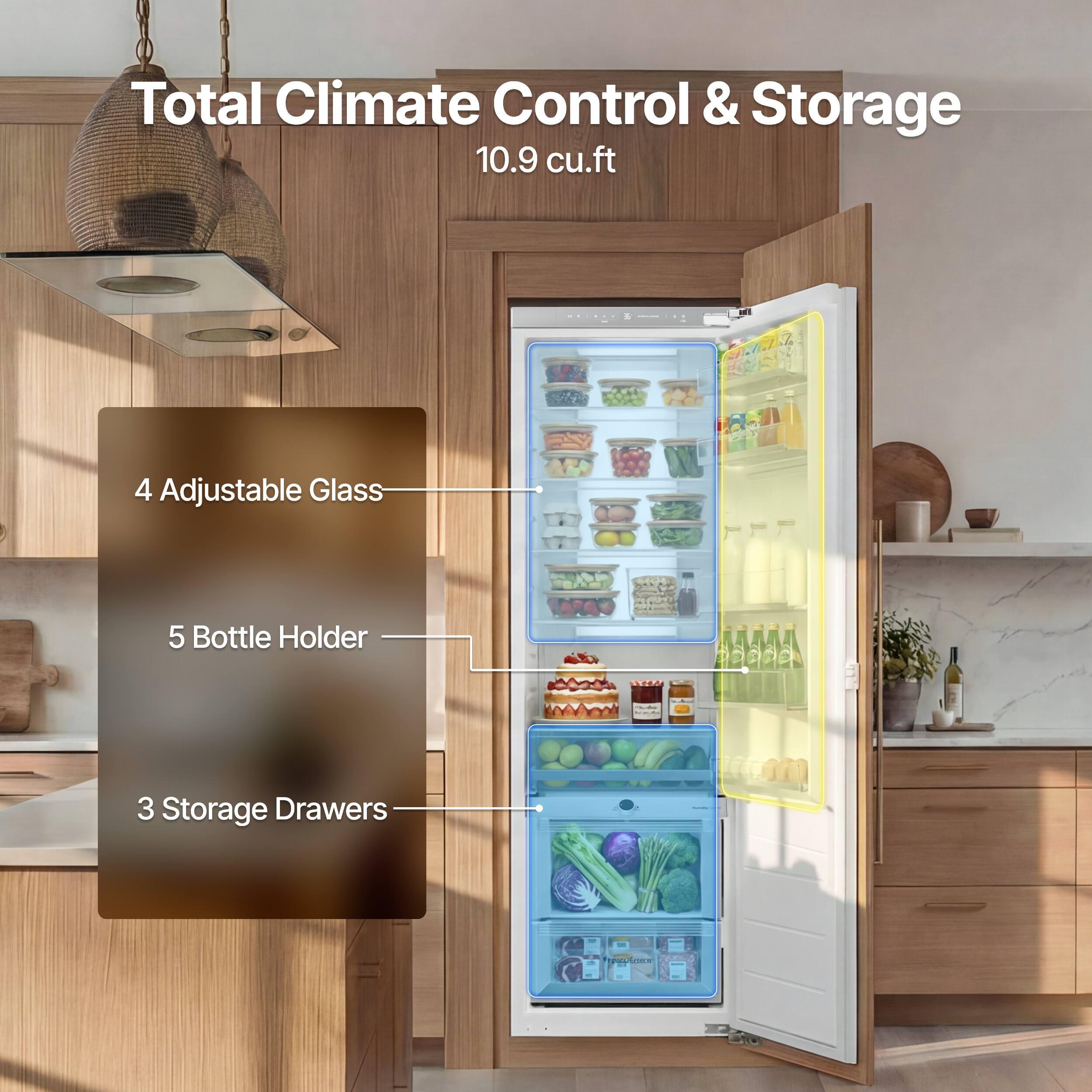 Ca'Lefort 22'' Panel Ready Refrigerator Dual Zone, Built in