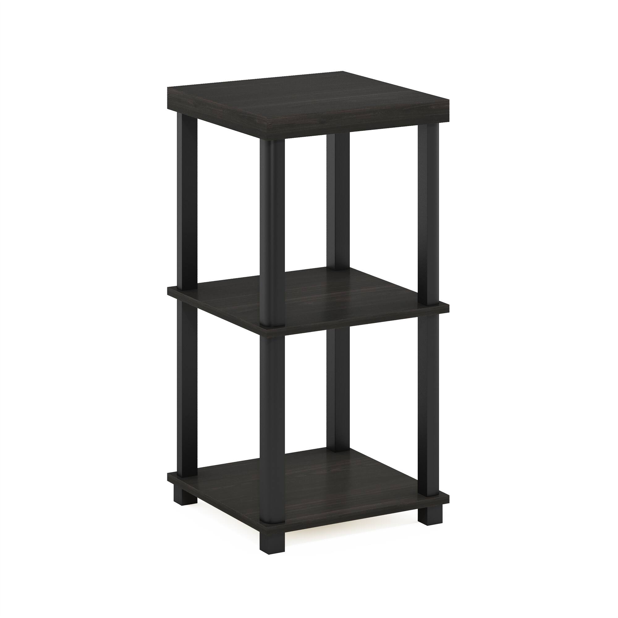 Alt View 5. Furinno - TURN-N-TUBE Night Stand, 3-Tier Thick Tabletop Nightstand with Open Shelf, Toolless Assembly Side Table, Bedside Table - Espresso/Black.