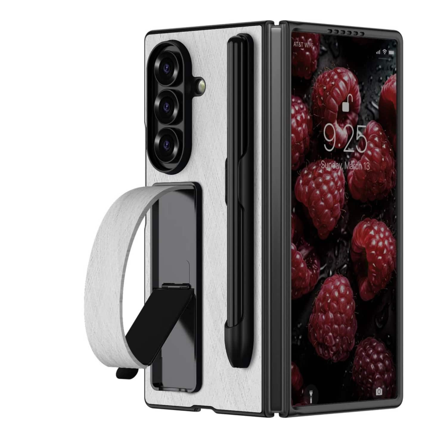 Stock Preferred - Wristband Case with Kickstand & S Pen Holder For Samsung Galaxy Z Fold 7 - White