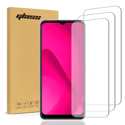 Front. RomeTech - Rome Tech Tempered Glass for T-Mobile REVVL 7 - 3 Pack - Transparent.