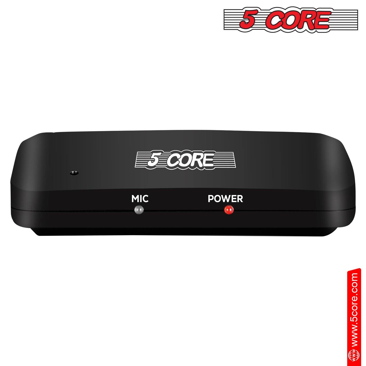 The corrected text from the image is:

"5 CORE MIC POWER www.5core.com"