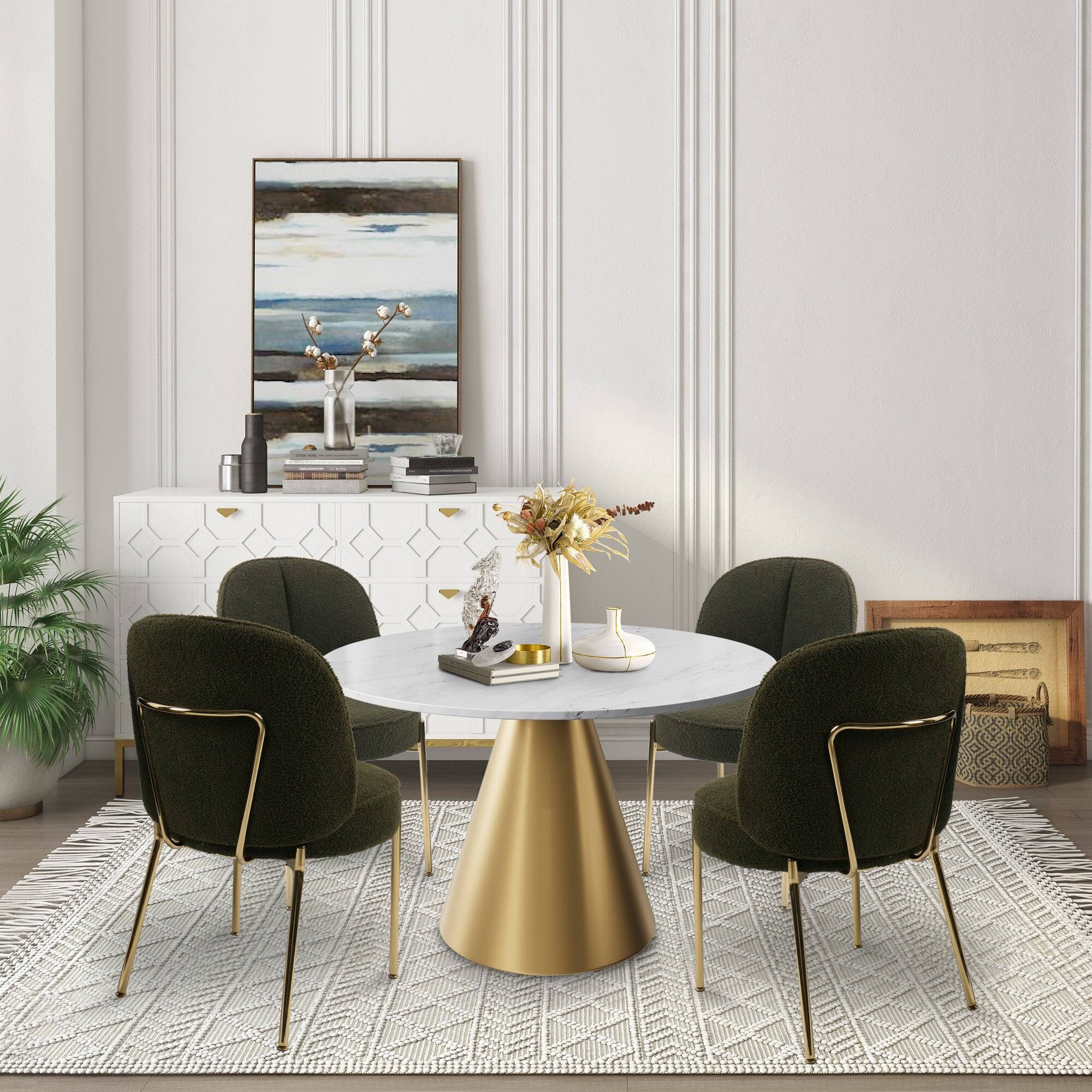 Alt View 3. Boyel Living - Teddy Fabric Dinning Chair in Army Green with Adjustable Foot Nails (Set of 2) - Green.