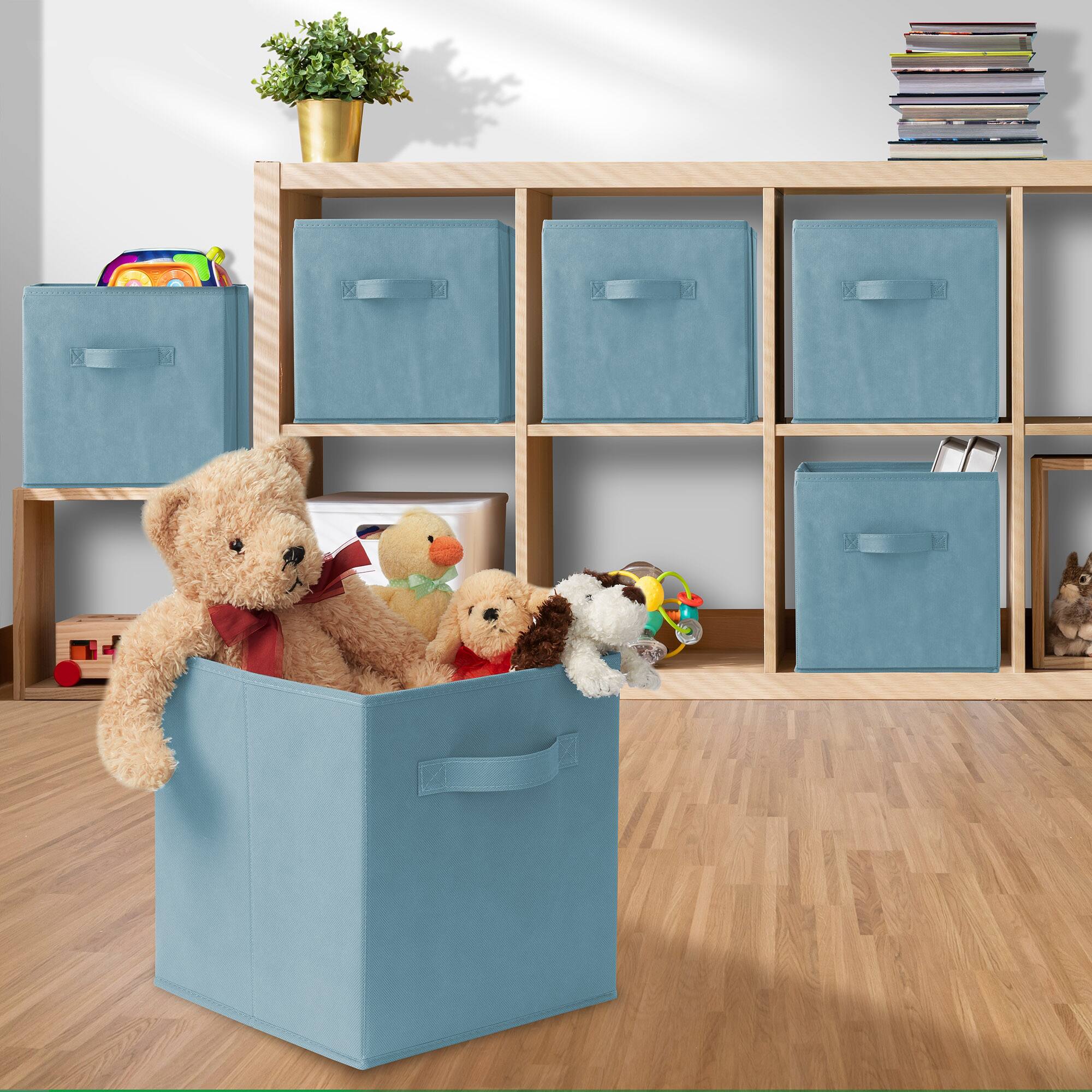 Alt View 4. Casafield - (Set of 6) Collapsible Fabric Cubes - Storage Bins - Baby Blue.