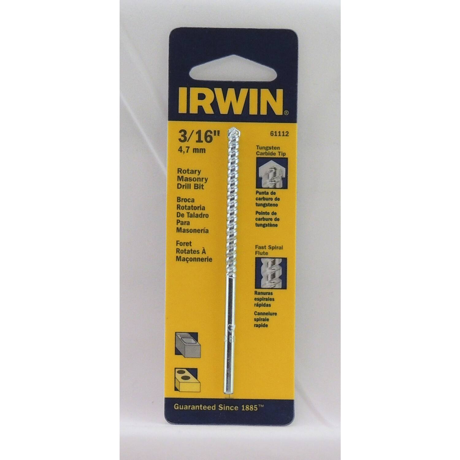 Irwin - 3/16  X 4  L Chrome Vanadium Steel Rotary Drill Bit Straight Shank 1 pk price history on PriceWatchPro