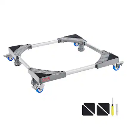 Front. VEVOR - Mini Fridge Stand, 400 lbs Load, 4 Strong Feet, 4 Locking Swivel Wheels, Washer and Dryer Pedestal,Multi-Functional Base - Gray.