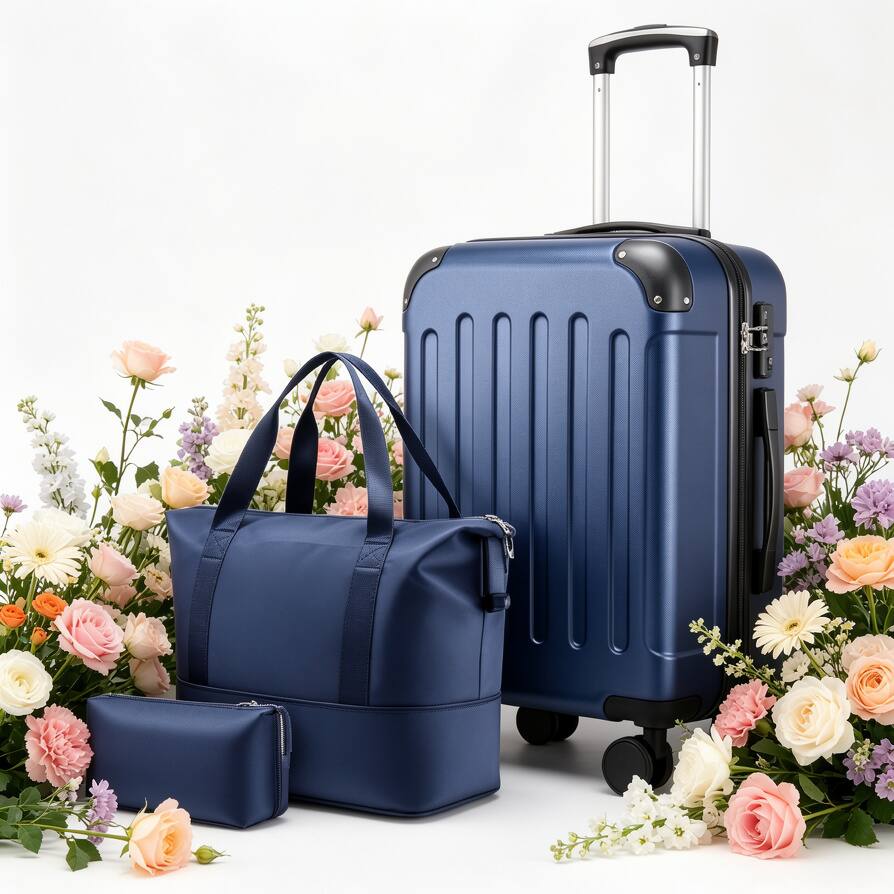Angle. LUGGEX - LUGGEX 20" Carry On Luggage Airline Approved Hardside Suitcase with TSA Approved and Tote Bag - EX-Lite - Blue.