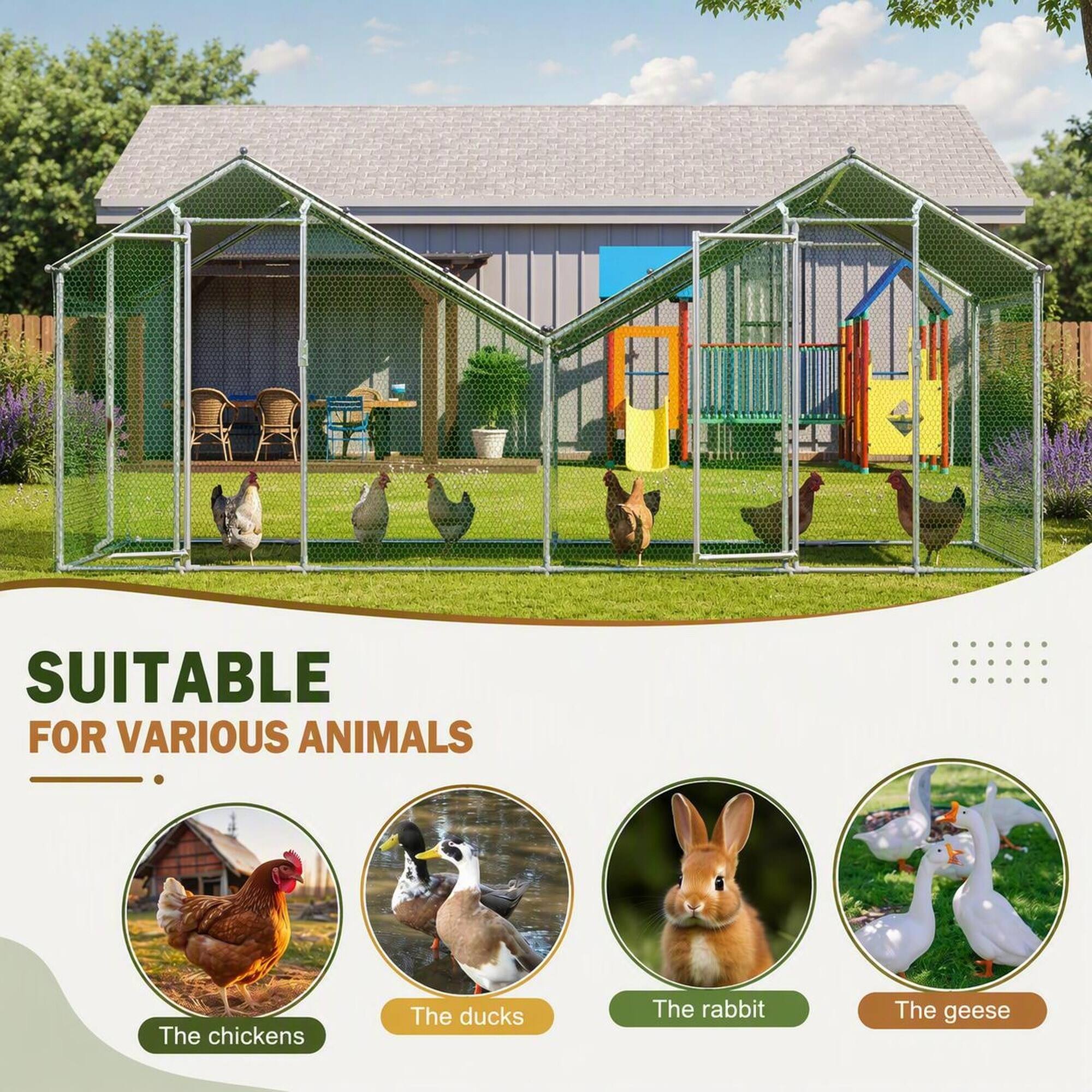 SUITABLE FOR VARIOUS ANIMALS

The chickens
The ducks
The rabbit
The geese
