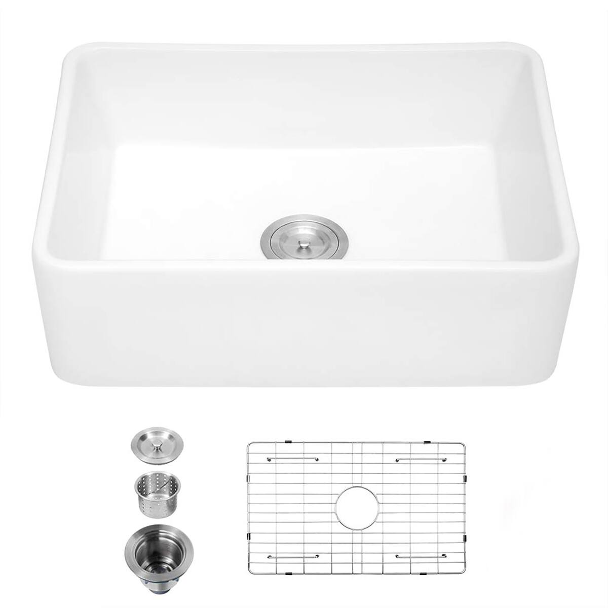 Ropilly 30 x 20 Inch Ceramic Farmhouse Sink, Single Bowl Apron Front ...