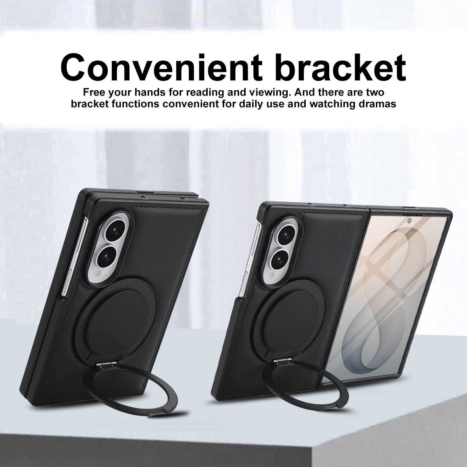 Convenient bracket  
Free your hands for reading and viewing. And there are two bracket functions convenient for daily use and watching dramas