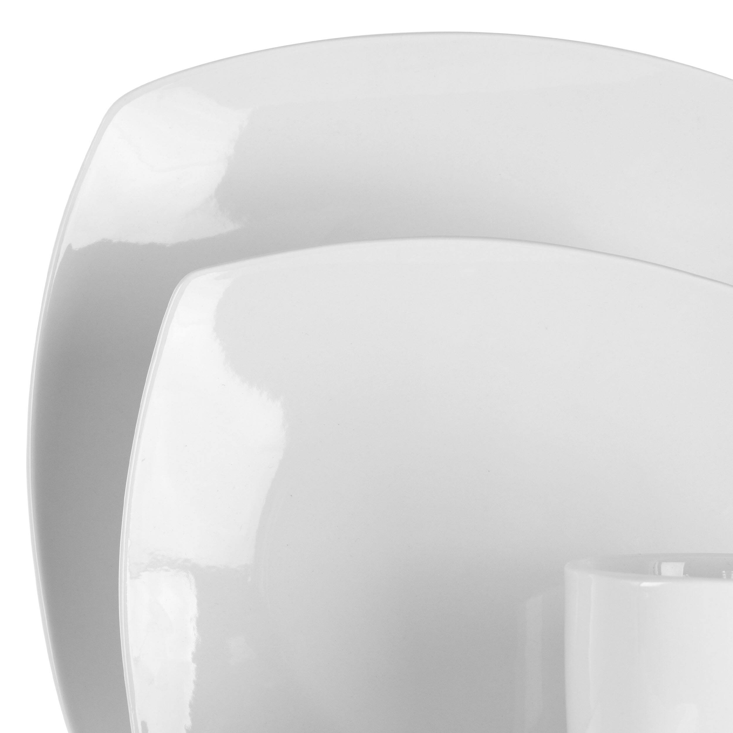 Alt View 4. Elama - Elama Hayes 16 Piece Square Porcelain Dinnerware Set in White - White.