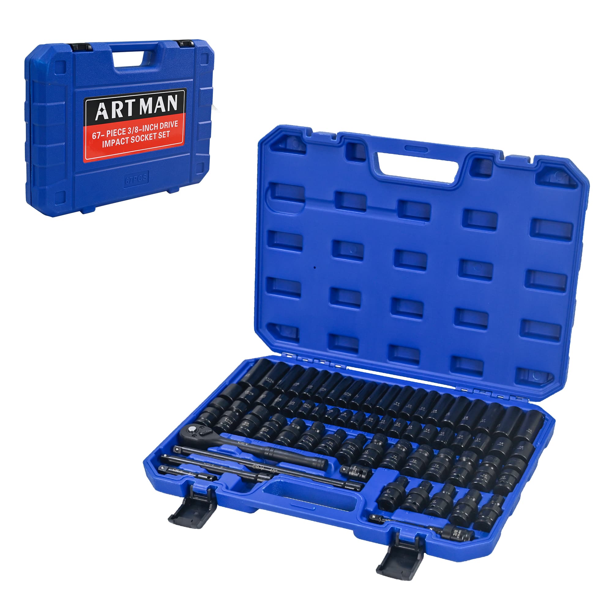 LOVMOR - 67Pcs Air Tool & Accessories Kit Long Short Sets Extension Rods Pneumatic Connectors Ratchet Wrenches Quick Couplings
