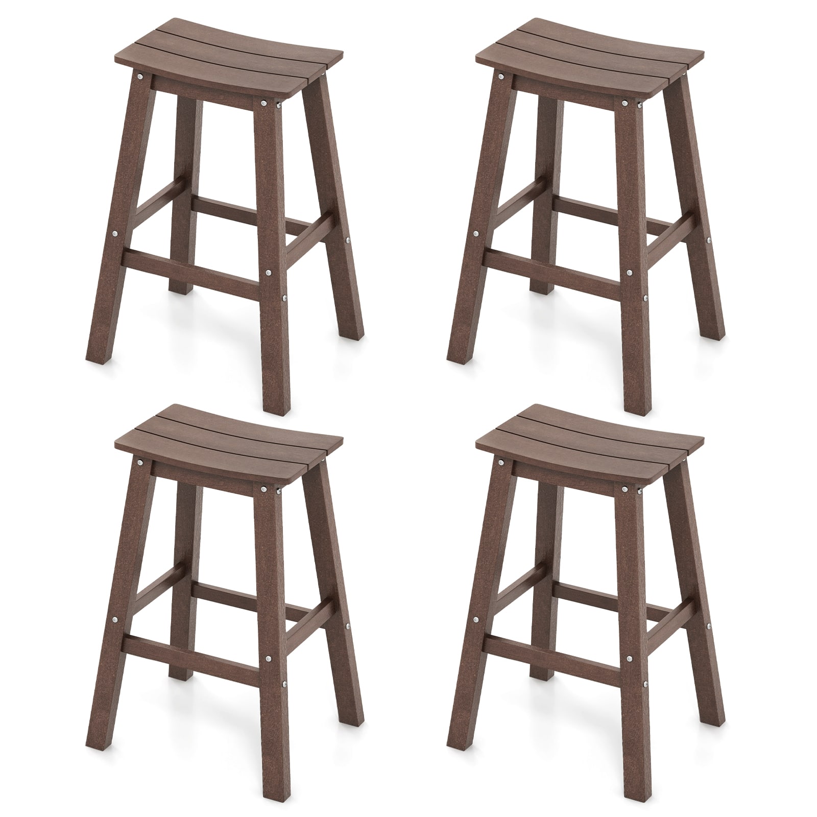 Gymax - 2 PCS 29'' Patio Bar Stool Armless Saddle Stools w/ Curved Seat & Footrests - Brown price history on PriceWatchPro