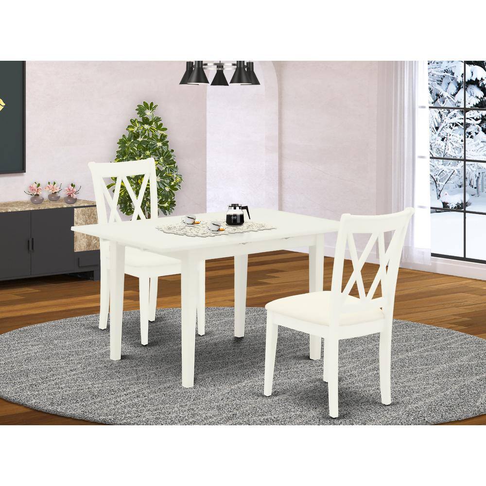 Back. East West Furniture - Dining Table- Dining Chairs - Brown.