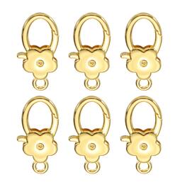Unique Bargains - 6pcs Flower Lobster Claw Clasps Metal Snap Hook Keychain Clips for DIY Craft Bag Charm Accessory - K Gold