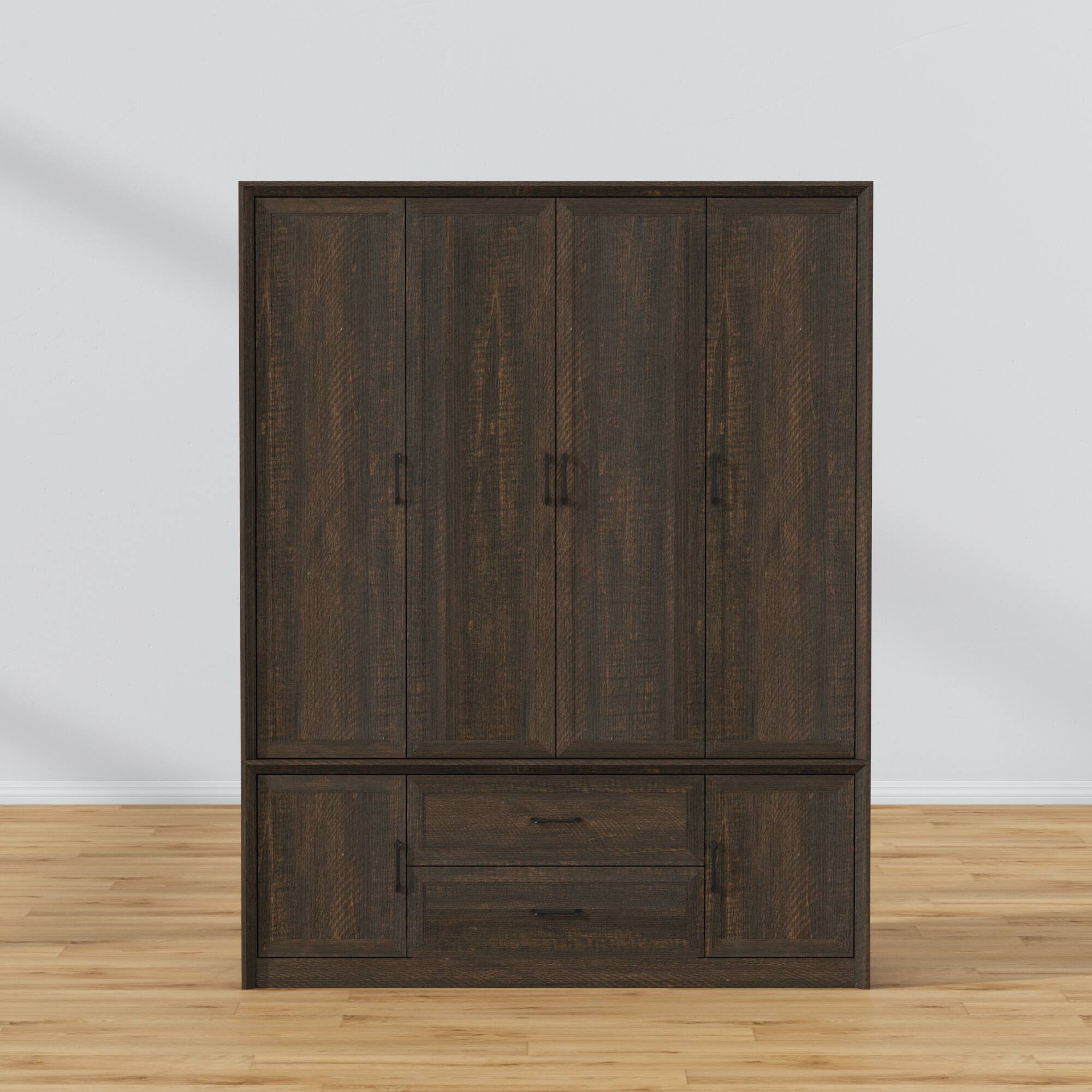 Alt View 10. FUFU & GAGA - Four-Door Wardrobe Closet with Shelves and Drawers for Complete Bedroom Storage - Black.