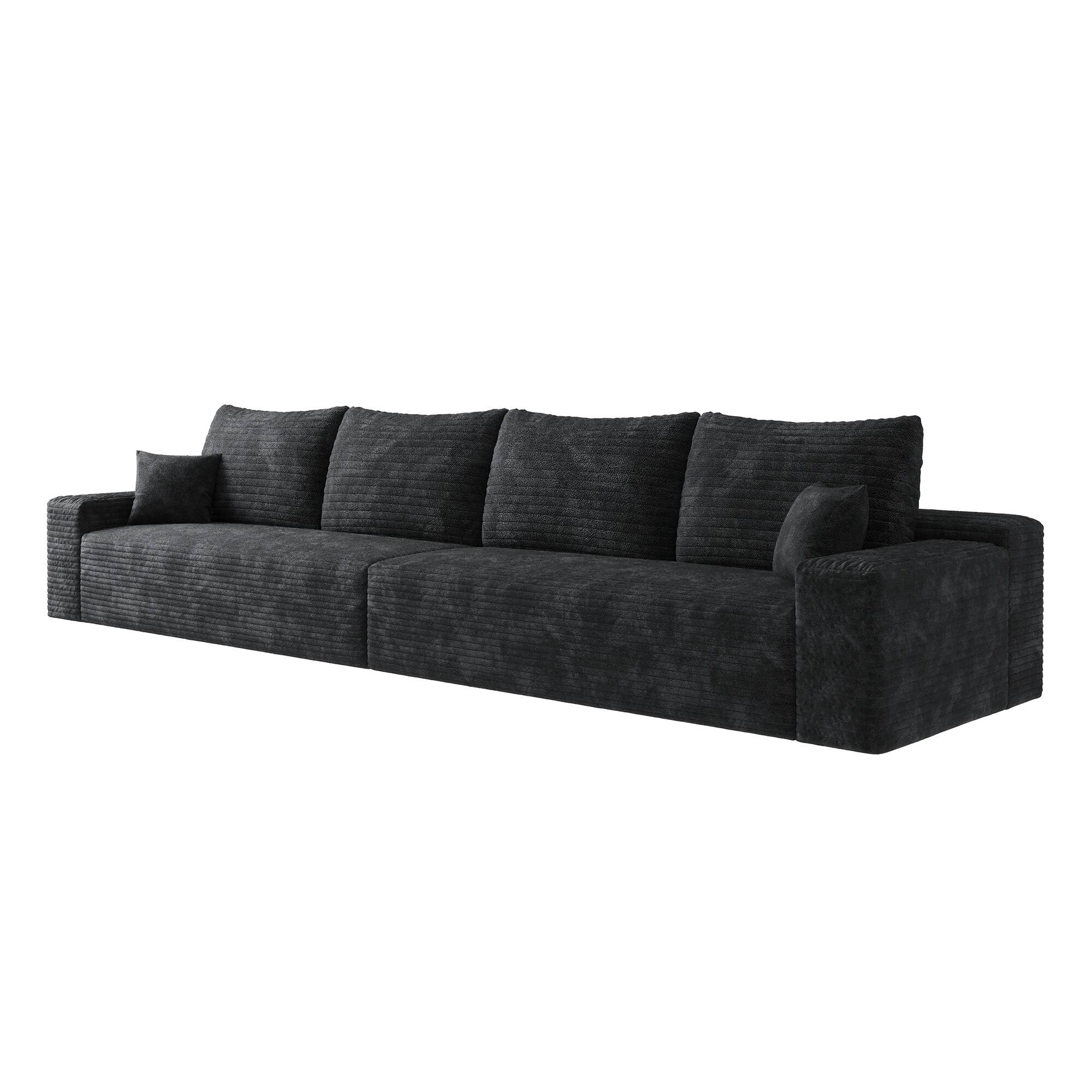 Front. Boyel Living - Black 4 Seat Foam Sofa 140.0-in L x 39.4-in W x 37.8-in H - Black.