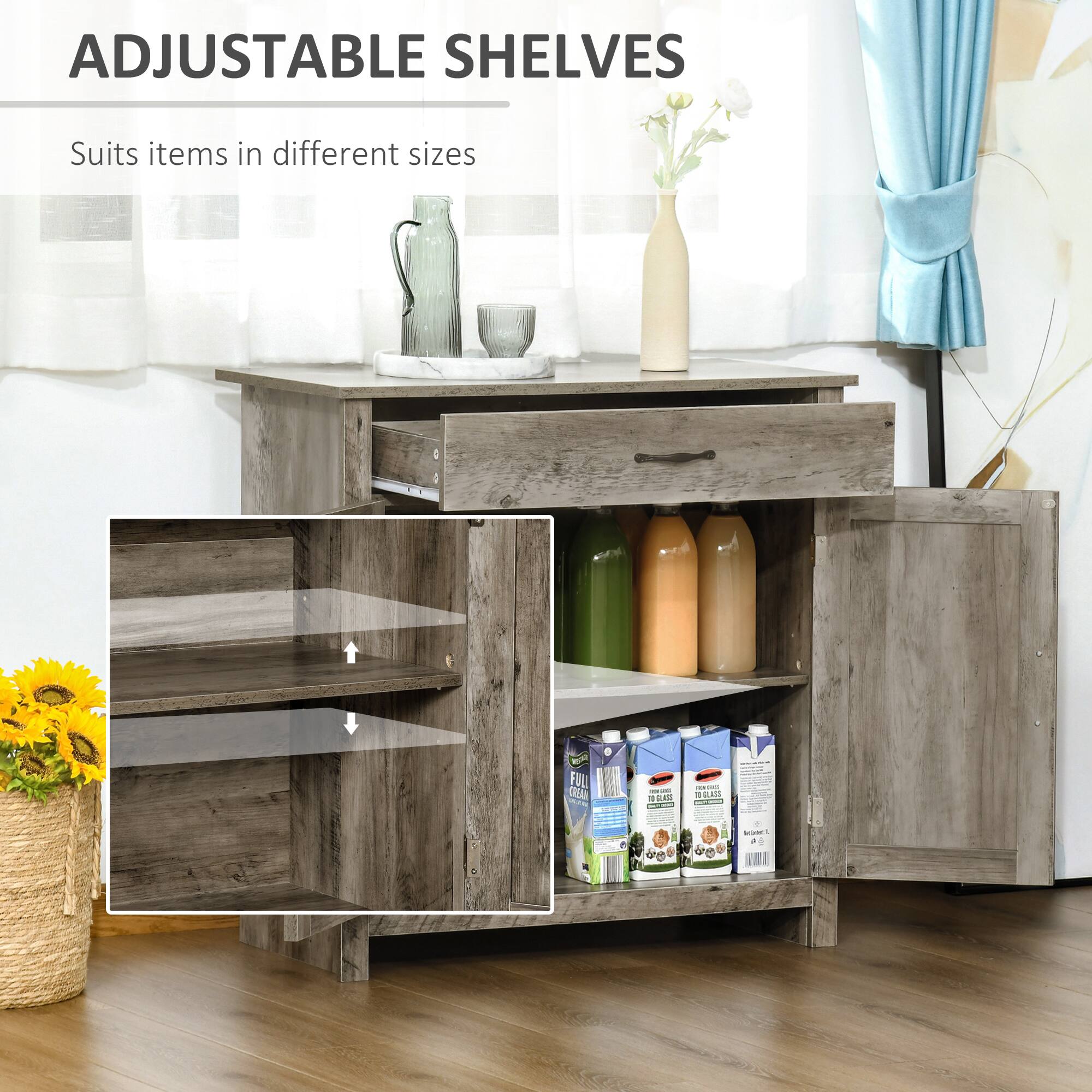 ADJUSTABLE SHELVES Suits items in different sizes