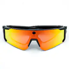 Front. Loheer - Loheer Smart Glasses with Camera, AI Image Stabilization, Real-Time Translation, Cycling Wear - Black/Orange - Black.