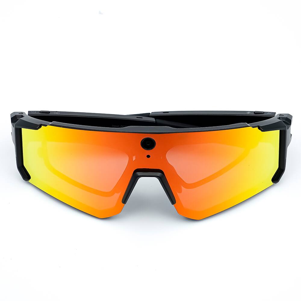 Front. Loheer - Loheer Smart Glasses with Camera, AI Image Stabilization, Real-Time Translation, Cycling Wear - Black/Orange - Black.