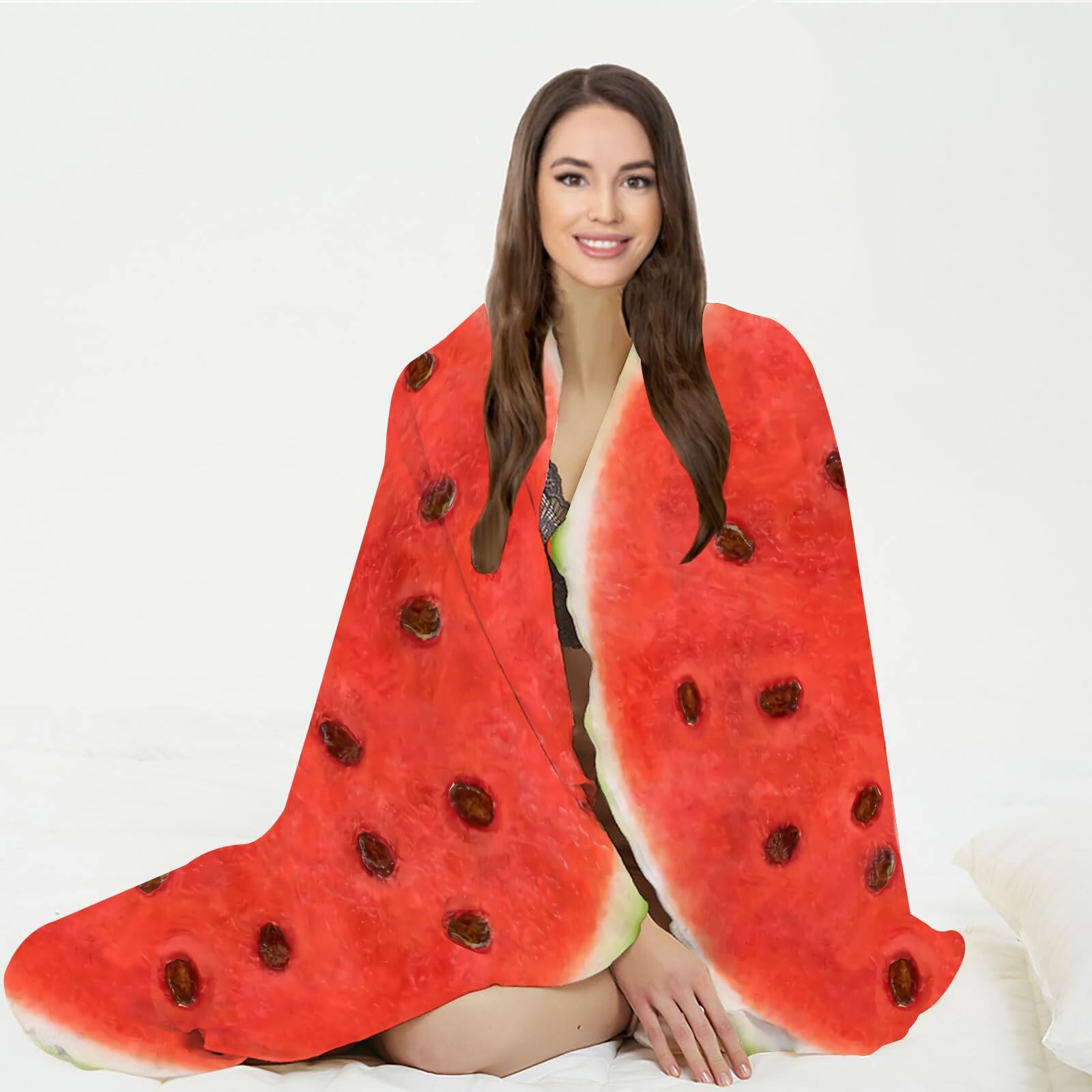Alt View 6. Fabibe - Watermelon Blanket  Funny Food For Adults & Realistic 36 Inch Round Throw single-layer - Color18 60 Inches.
