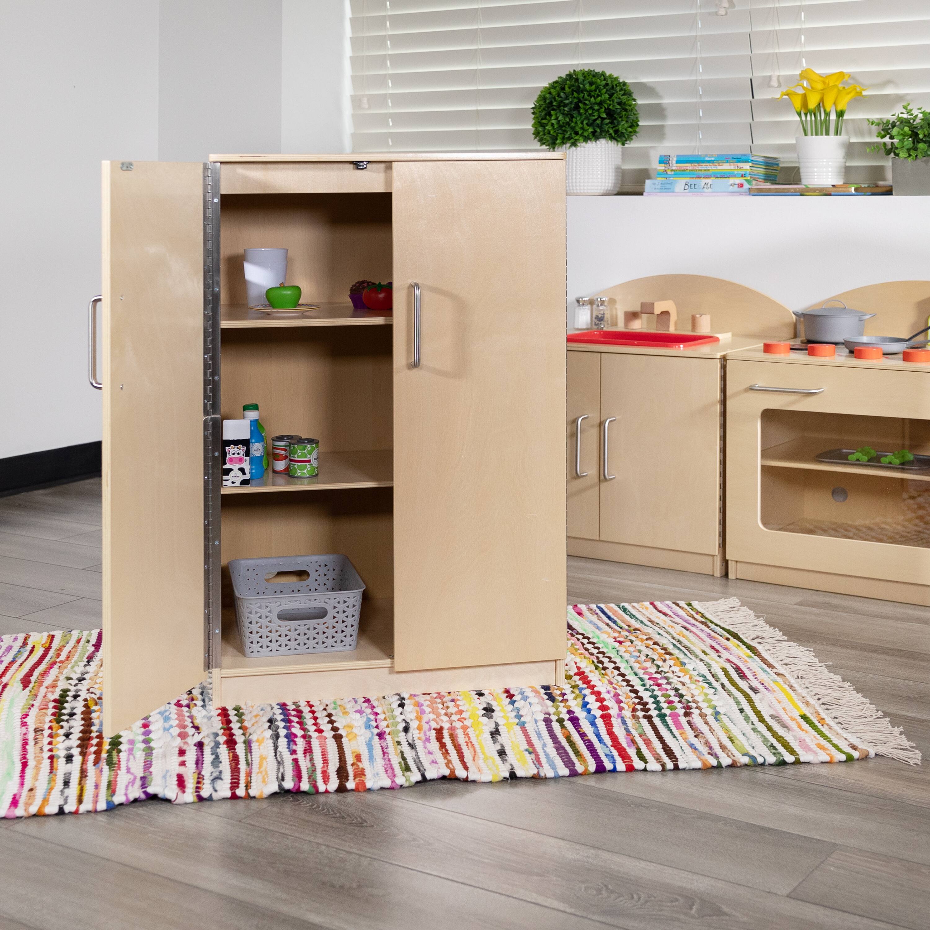 Alt View 3. Emma + Oliver - Children's Wood Refrigerator for Commercial or Home Use - Kid Friendly Design - Natural.