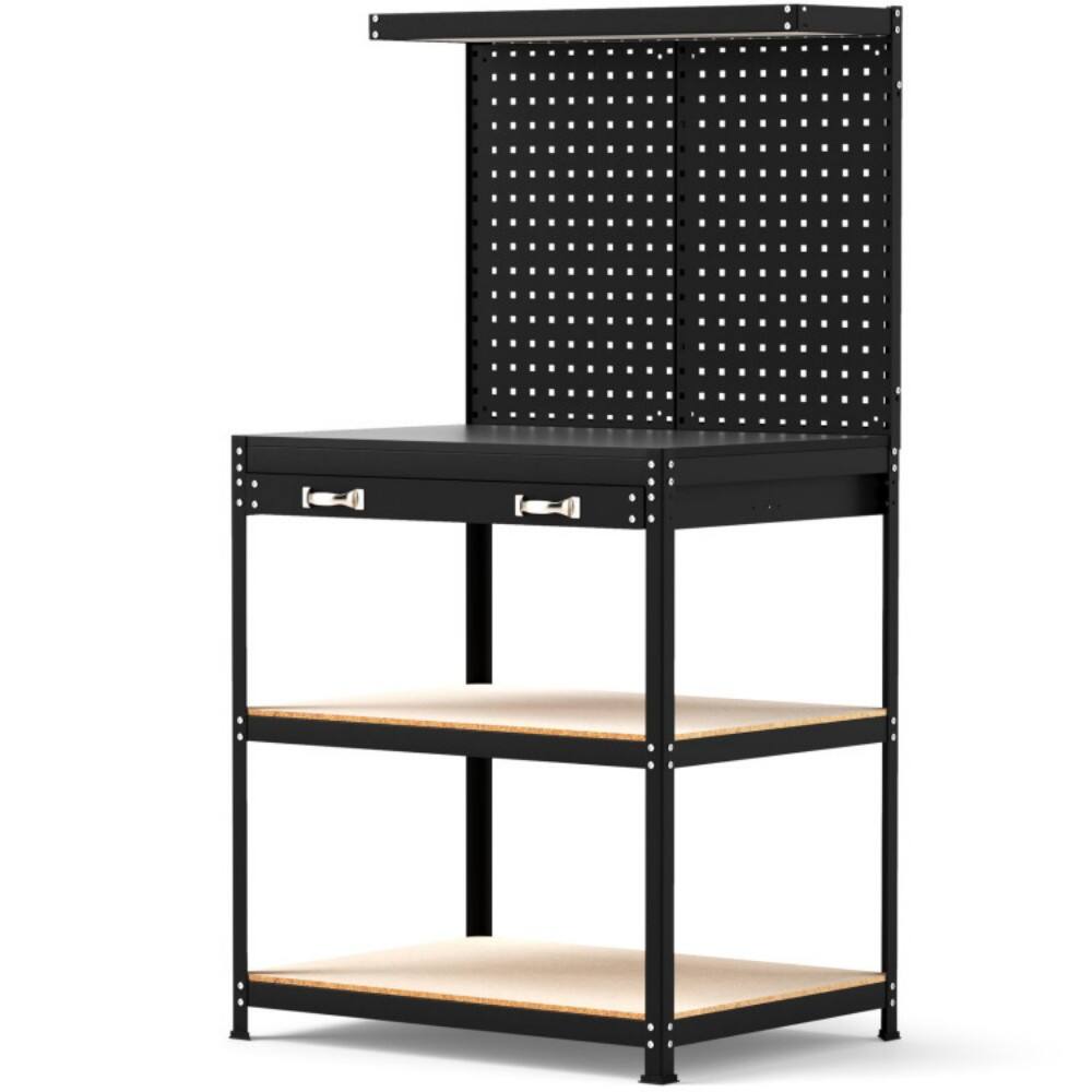 Alt View 9. SKONYON - 32 x 16 Inch Heavy Duty Workbench with Pegboard Drawer and Shelves.