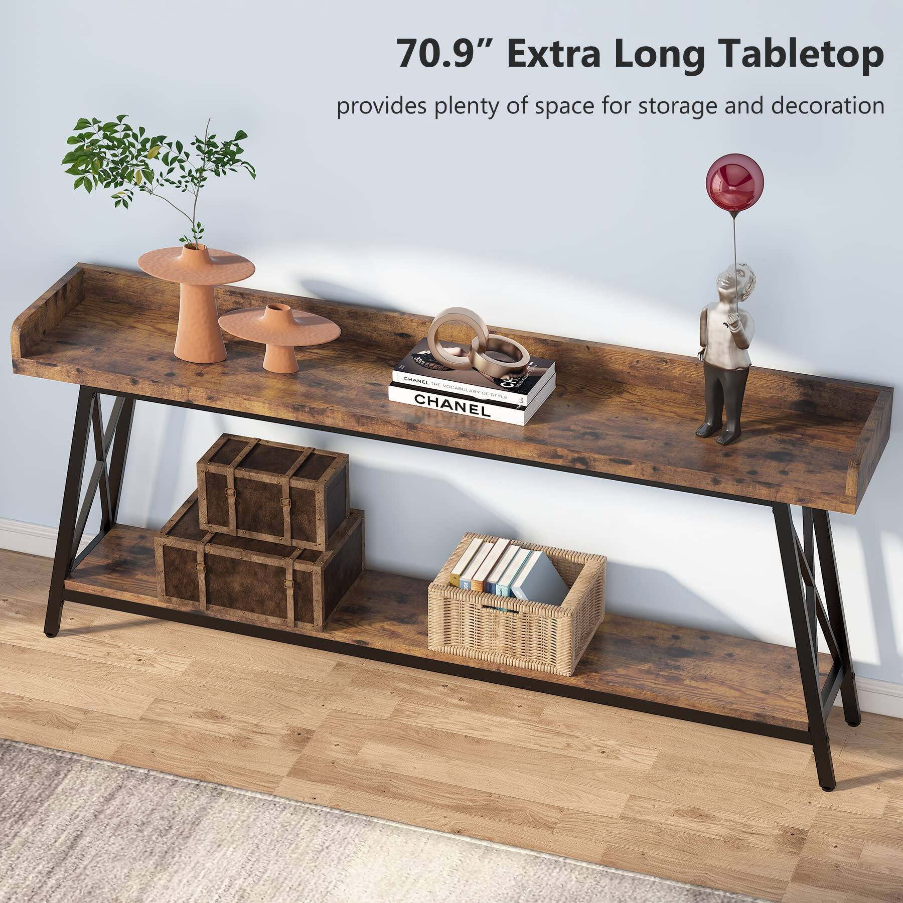 70.9" Extra Long Tabletop provides plenty of space for storage and decoration
