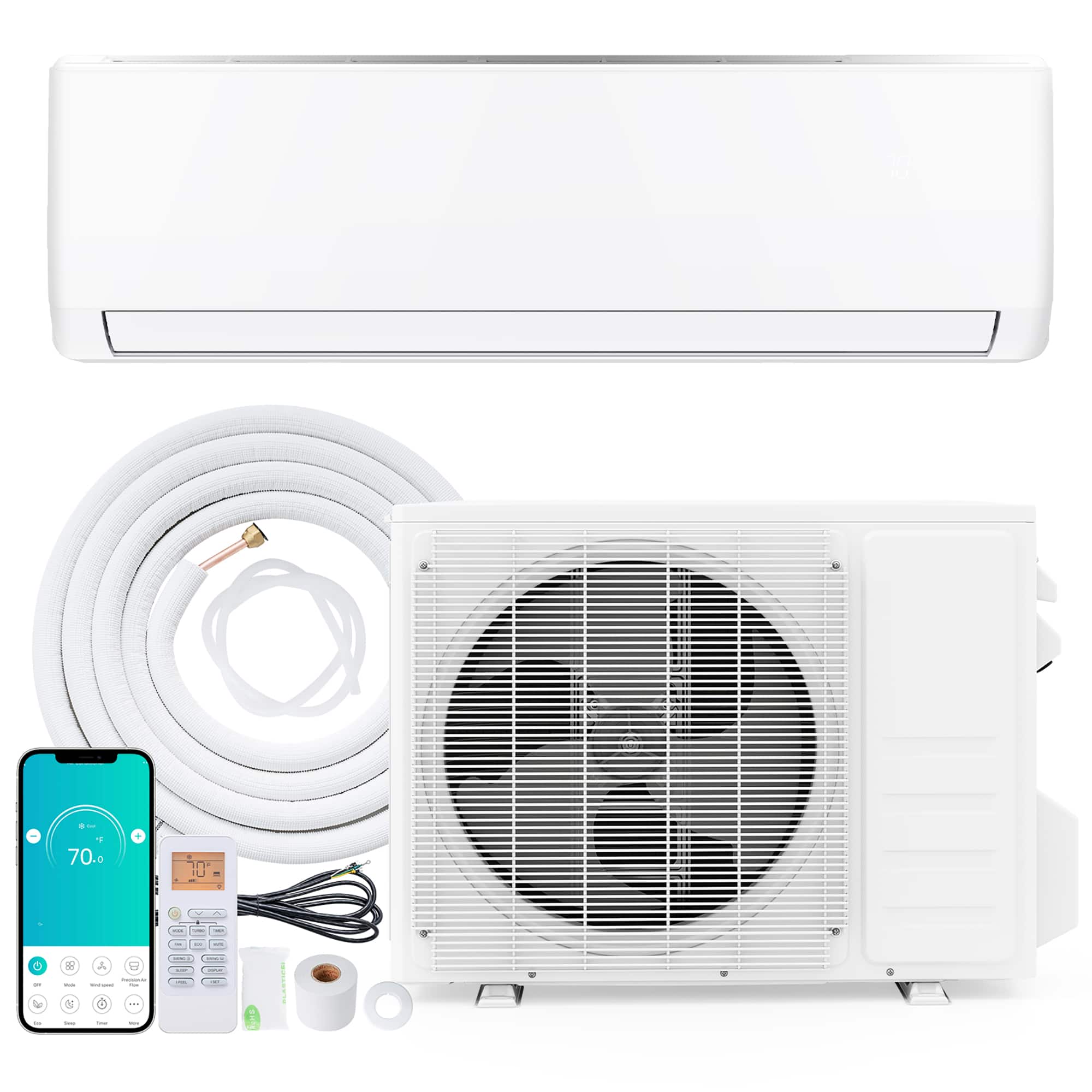 Gymax - 18000 BTU Mini Split Air Conditioner & Heater w/ Heat Pump & Installation Kit - White