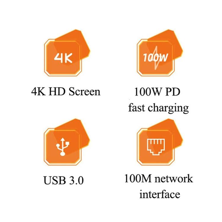 4K HD Screen  
100W PD fast charging  
USB 3.0  
100M network interface
