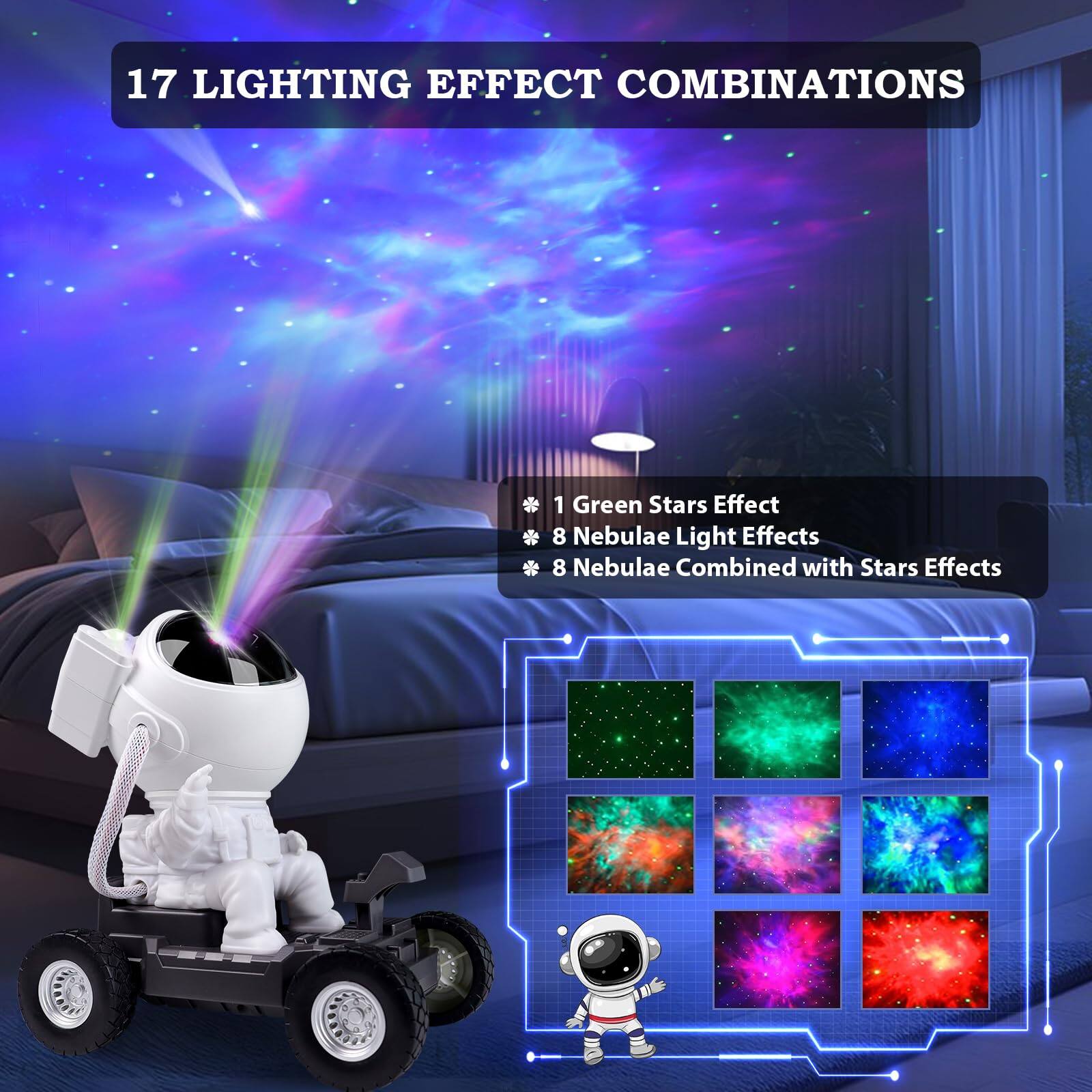 17 LIGHTING EFFECT COMBINATIONS

1 Green Stars Effect  
8 Nebulae Light Effects  
8 Nebulae Combined with Stars Effects