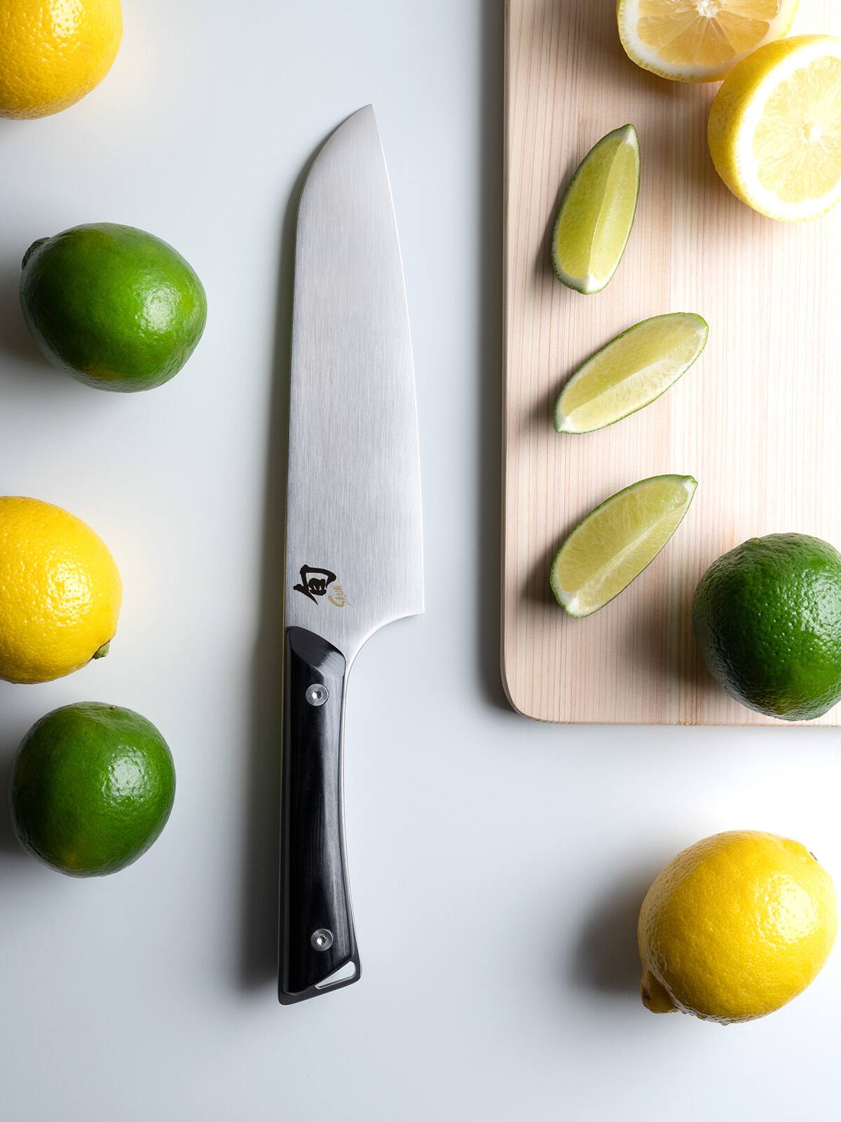 Alt View 3. Shun - Kazahana Santoku Knife, 7 Inch - Silver.
