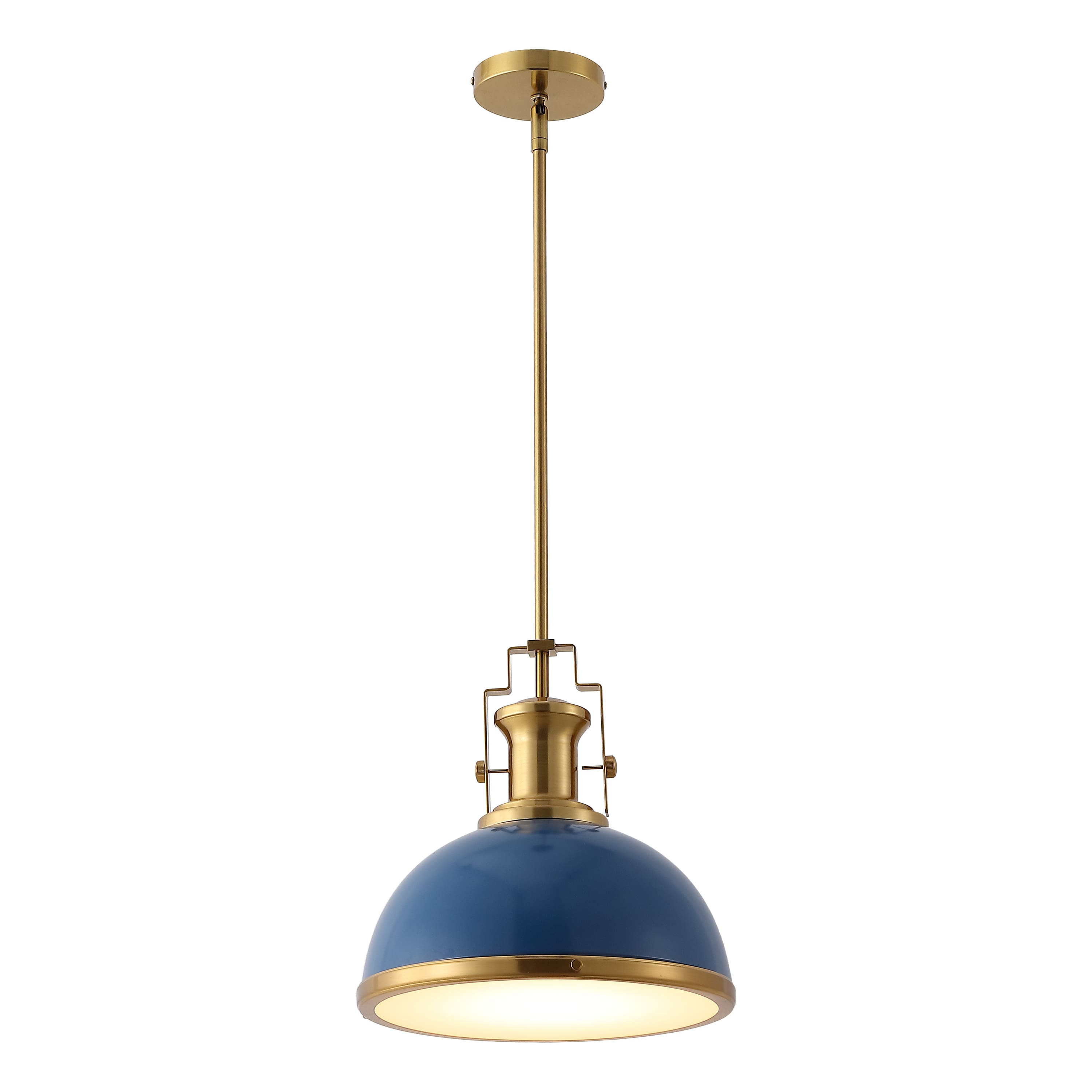 "Jonathan Y - Homer 13"" 1-Light Modern Industrial Metal LED Dome Pendant - Navy/Brass Gold" price history on PriceWatchPro