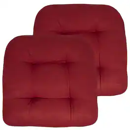 Sweet Home Collection - Patio Cushions Indoor/Outdoor Chair Pads Tufted 19" x 19", 2-Pack - Red