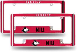Rico Industries - Northern Illinois NIU NCAA Huskies (Set of 2) Chrome Metal License Plate Frames with Bold Full Frame Design - Multi