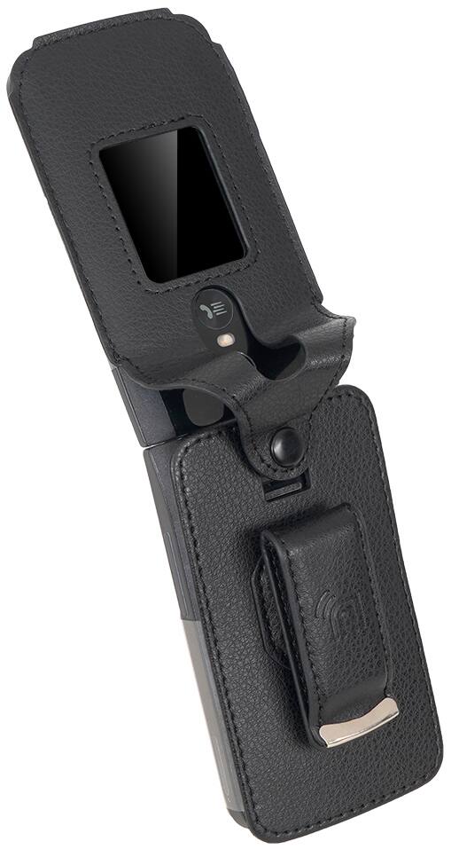 Alt View 5. Nakedcellphone - Case for TCL Flip 4 Phone - Vegan Leather with Belt Clip - Black.