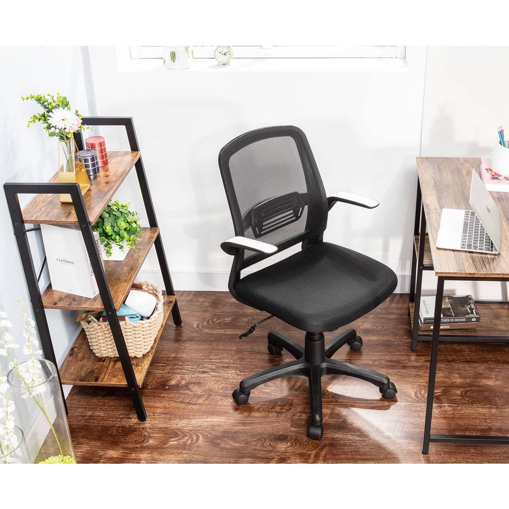 Alt View 4. JJS - Mid Back Mesh Lumbar Support Ergonomic Home Office Desk Chair - Black.