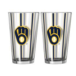Logo Brands - Two-Piece 16oz. Striped Pint Glass Set - Multicolor