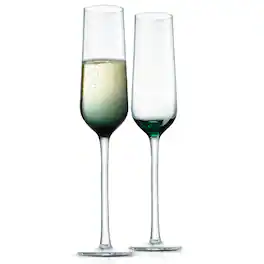NutriChef - Kitchen Champagne Flutes Set of 2, 12.5 oz, Hand Blown, Crystal for Weddings & Parties (NGLCHAB2) - Clear
