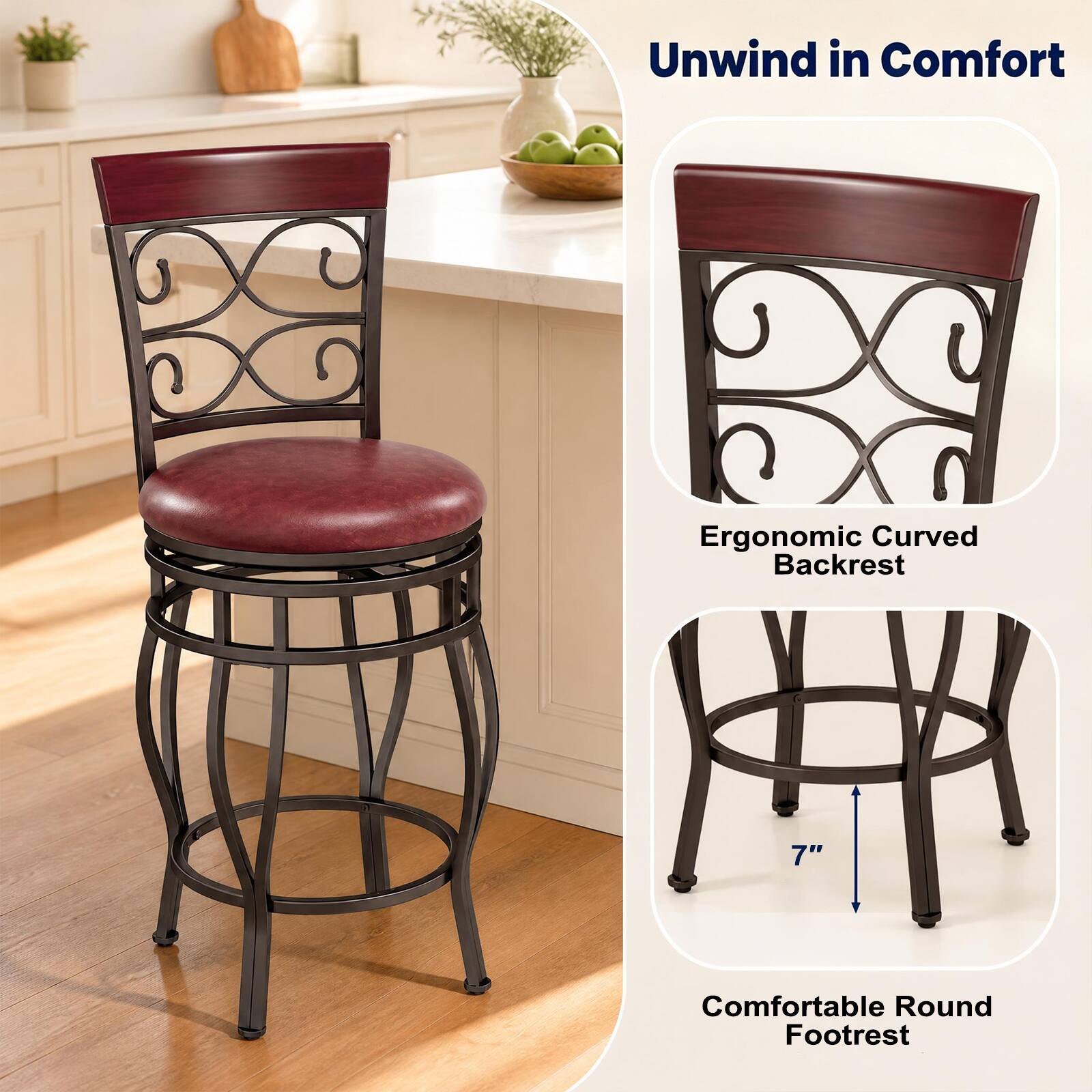 Unwind in Comfort

Ergonomic Curved Backrest

7"

Comfortable Round Footrest