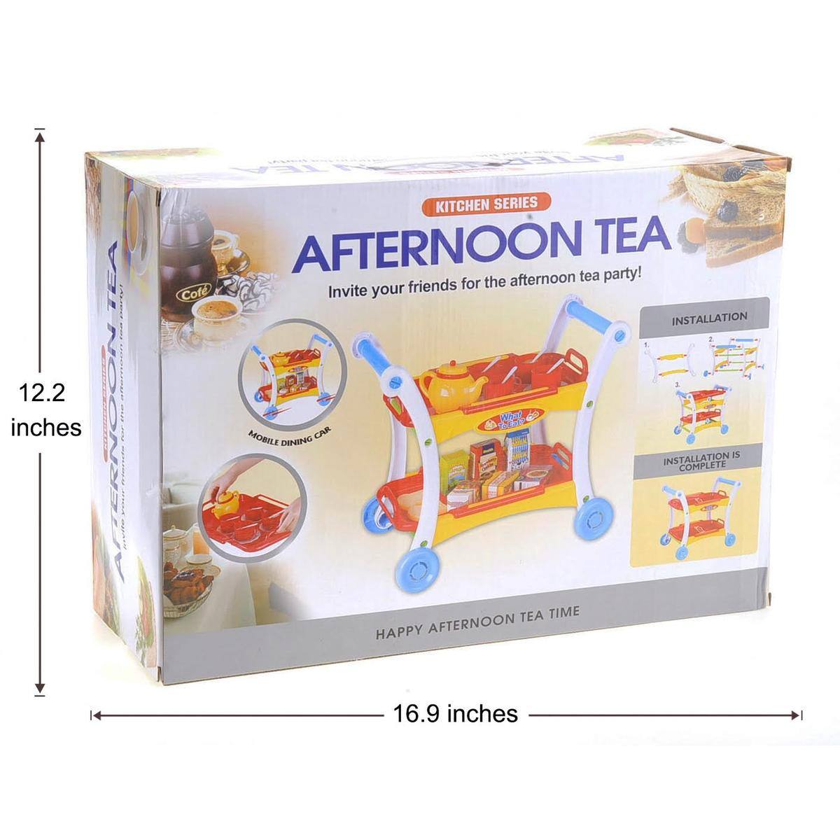KITCHEN SERIES  
AFTERNOON TEA  
Invite your friends for the afternoon tea party!  

MOBILE DINING CAR  
HAPPY AFTERNOON TEA TIME  

INSTALLATION  
INSTALLATION IS COMPLETE  

12.2 inches  
16.9 inches