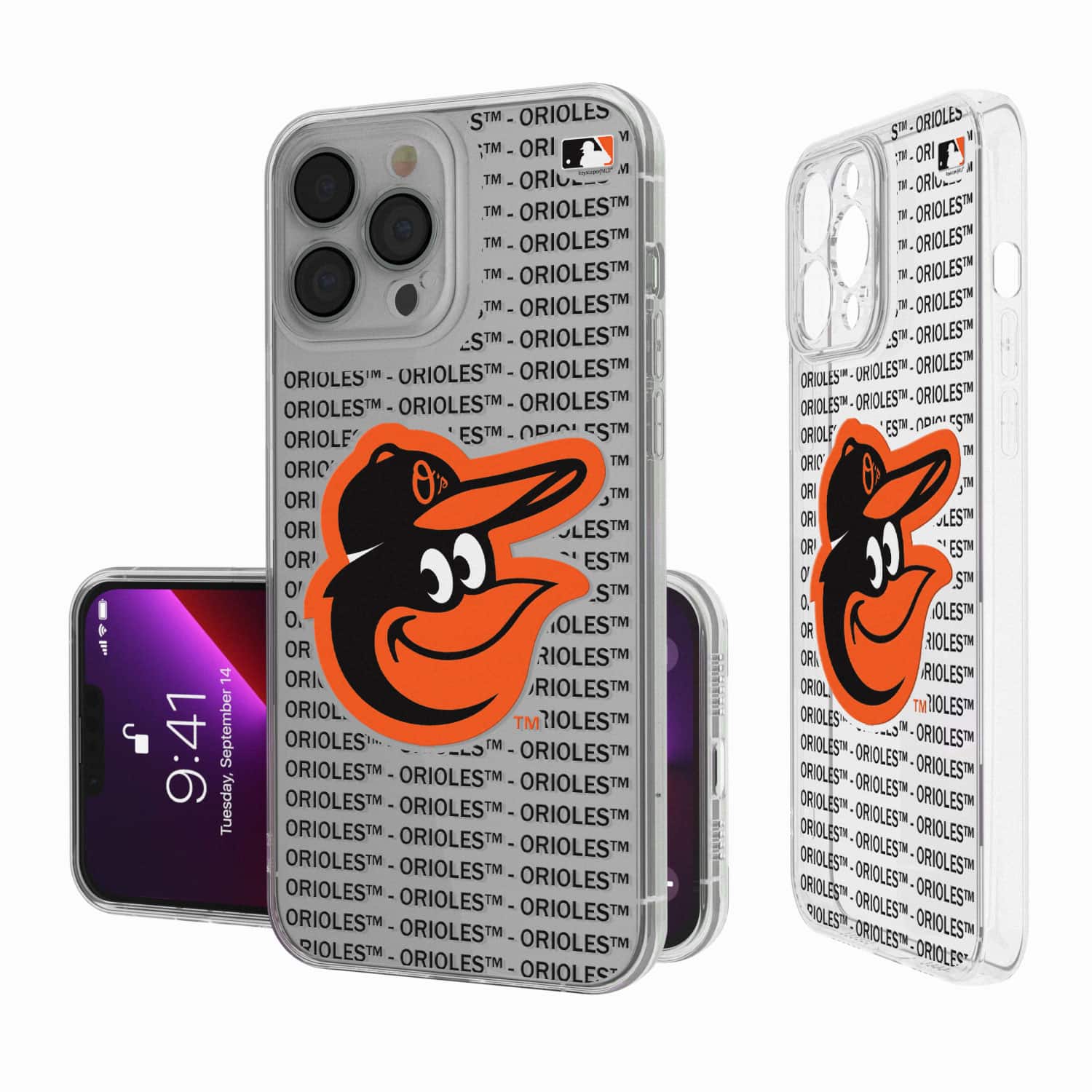 Keyscaper - Baltimore Orioles Text Backdrop Clear iPhone Case - 13 Pro Max - Multicolor