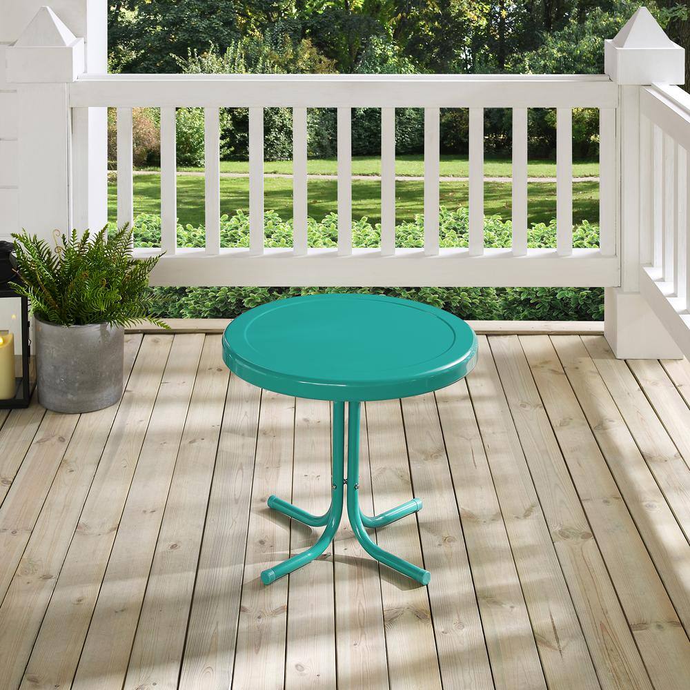 Alt View 2. Crosley Furniture - Griffith Retro Outdoor Side Table - Turquoise Gloss.