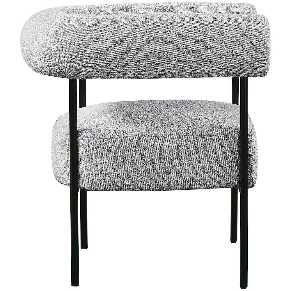 Alt View 3. Meridian Furniture - Blake Grey Boucle Fabric Accent Chair - Grey.