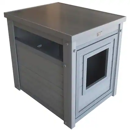 Front. New Age Pet - ECOFLEX Litter Box Cover End Table - Grey - Grey.