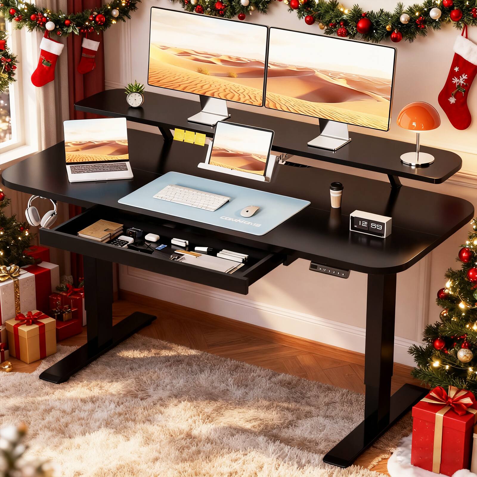 GTPlayer - 48 x 24 IN Electric Standing Desk with Drawers Sit Stand up Desk - Black price history on PriceWatchPro